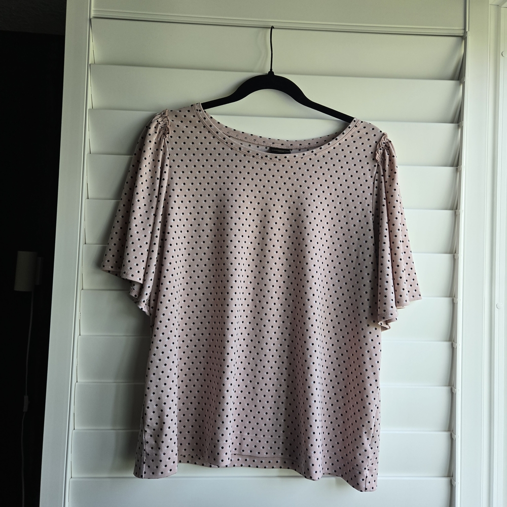 LAST CHANCE Worthington Blush Polka Dot Blouse